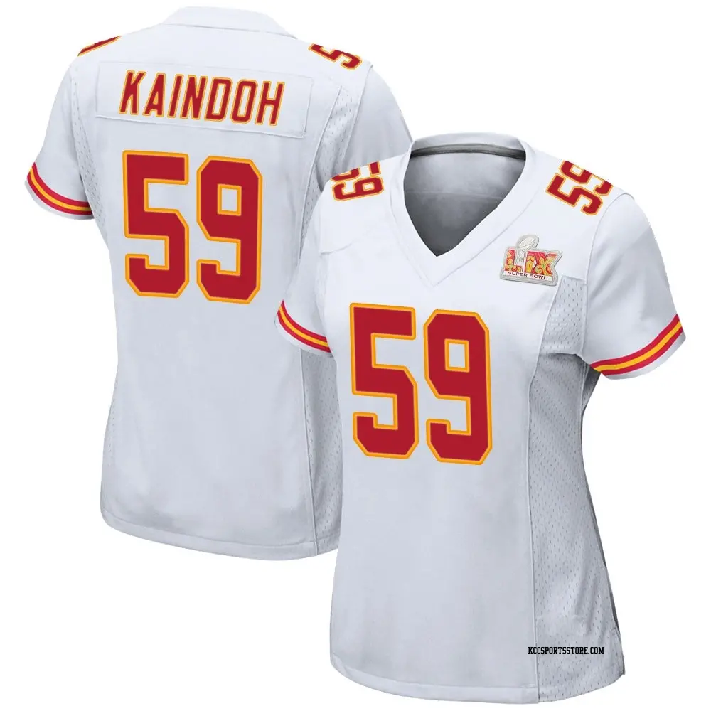 Game White Women's Joshua Kaindoh Kansas City Chiefs Super Bowl LIX Jersey
