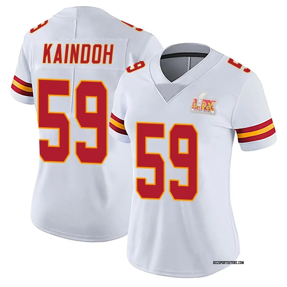 Limited White Women's Joshua Kaindoh Kansas City Chiefs Vapor Untouchable Super Bowl LIX Jersey