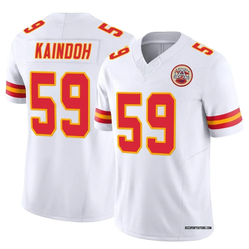 Limited White Youth Joshua Kaindoh Kansas City Chiefs Vapor F.U.S.E. Jersey